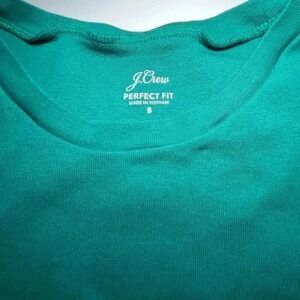 J Crew Women Small Perfect Fit  Tee Teal Green Cotton Long Sleeve Layer‎ Classic